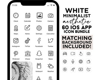 60 White Minimalist App Icons for iOS 14 Iphone | App Covers | iOS Themes Icons for iPhone | IOS14 App Icons
