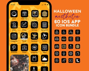 Halloween Aesthetic iPhone App Icons, Witch iOS 14 App Icon Bundle, iPhone Home Screen App Covers, October App Icons, Cute Halloween Icons