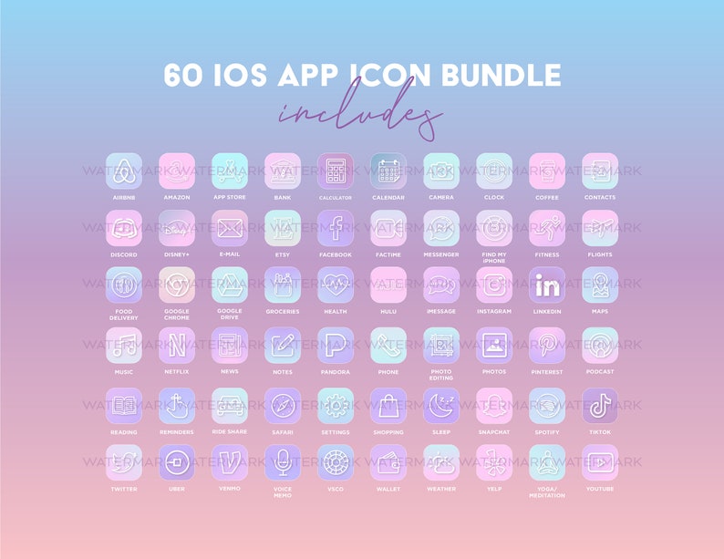 Pastel Aesthetic iPhone iOS14 App Icons 60 App Pack Pink | Etsy