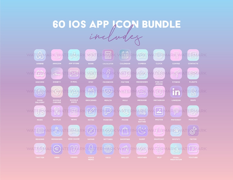 Pastel Aesthetic iPhone iOS14 App Icons 60 App Pack Pink | Etsy