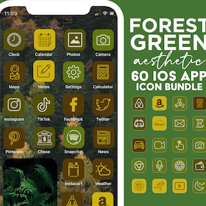60 Green Aesthetic iPhone iOS 14 App Covers | Forest Theme App Icons | iOS Themes | Icons for iPhone