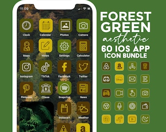 60 Green Aesthetic iPhone iOS 14 App Covers | Forest Theme App Icons | iOS Themes | Icons for iPhone