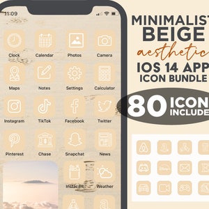 80 icônes d’application Beige IOS14, housses d’applications beiges naturelles, icônes d’applications minimalistes IOS14, IOS 14, thèmes de l’application IOS, icônes pour iPhone