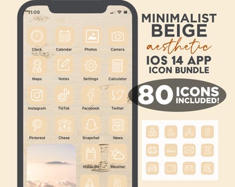 80 Beige IOS14 App Icons, Natural Beige App Covers, Minimalist App