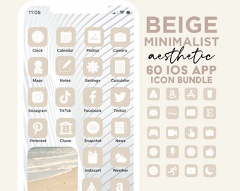 Beige Minimalist Neutral App Icons Ios 14 App Covers iPhone - Main Image