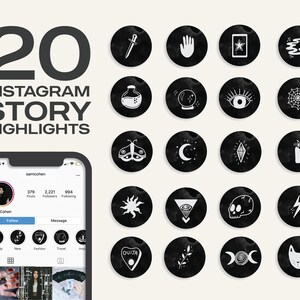 Gothic Instagram Story Highlight Icons - Instagram Covers - DIY Branding - Witch Aesthetic - Black and White Instagram Story Highlight Icons