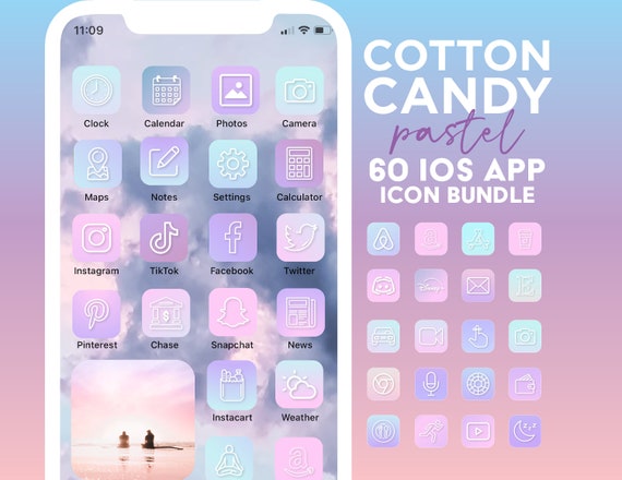 Pastel Aesthetic Iphone Ios14 App Icons 60 App Pack Pink Etsy