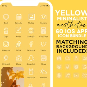 60 Yellow Aesthetic iOS 14 App Icons | iOS 14 iPhone Theme | Pack of 60 | Icons Bundle | IOS14 App Covers