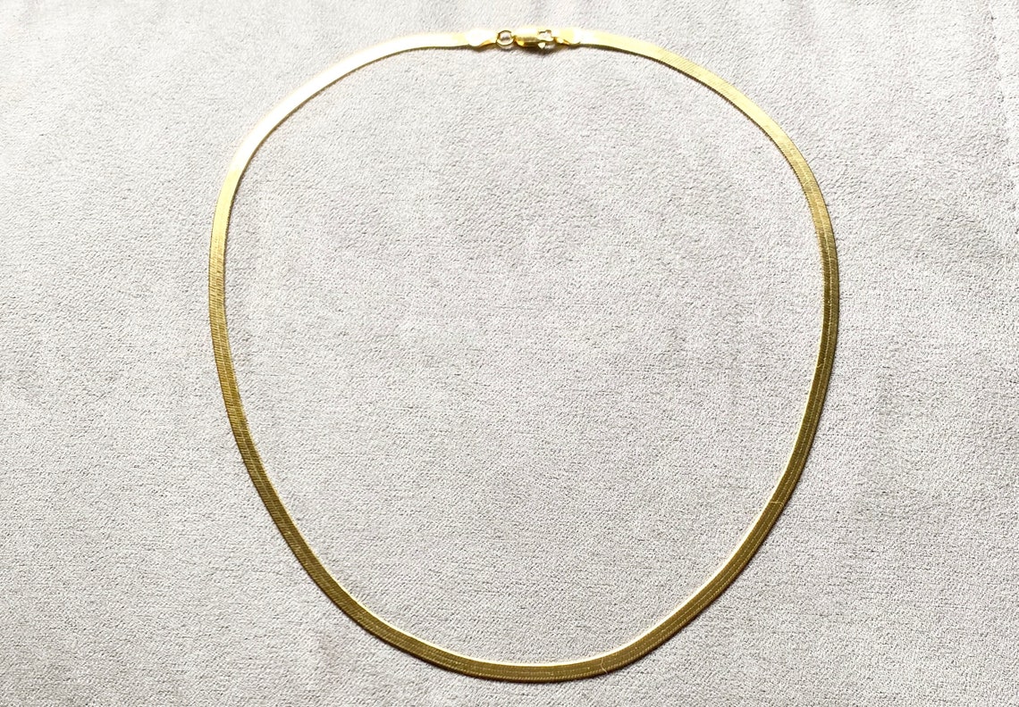 18K Gold Filled Herringbone Necklace Etsy
