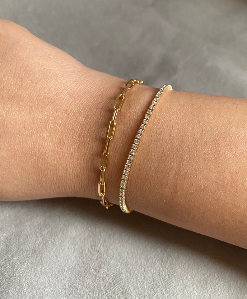 18K Gold Filled Paper Clip Bracelet Etsy