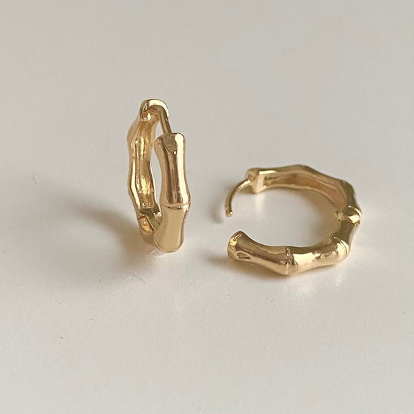 18K Gold Filled Old School Bamboo Clicker Earrings