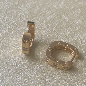 18K Gold Filled Square C-Z  Earrings