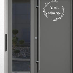 Aufkleber / Sticker / Vinyl Herzlich Willkommen mit Kranz