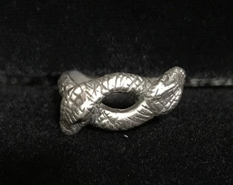 Sterling Silver Double Snake Ring - Scaled Serpent Jewelry, Size 9