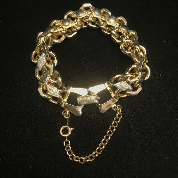 Vintage gold thick link chain bracelet//gold vint… - image 1