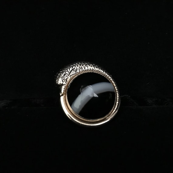 Gold with black & white agate dolphin cuff links/… - image 3