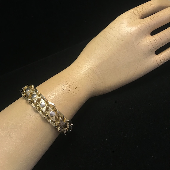 Vintage gold thick link chain bracelet//gold vint… - image 2