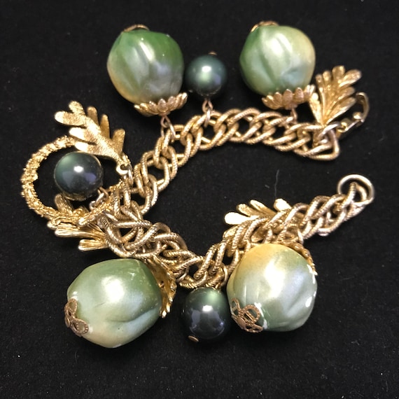 Vintage cocktail charm bracelet//faux green fruit… - image 10