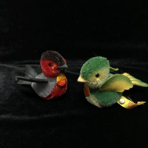 Vintage Mohair Steiff Birds: Lore & Lari, 1990s - New Condition