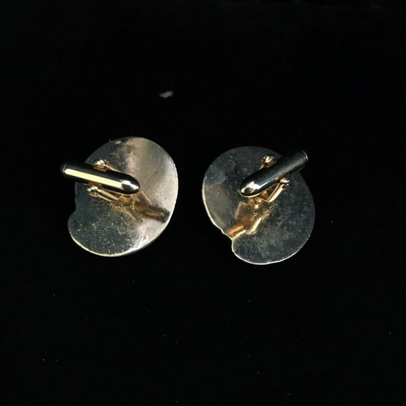 Gold with black & white agate dolphin cuff links/… - image 6