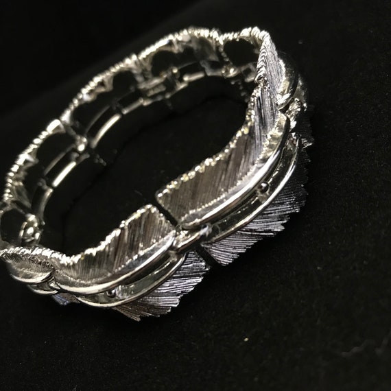 Vintage Lisner bracelet of silver panels//vintage… - image 1