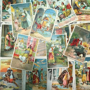 Vintage reclamekaarten van Arabian Knights, ca. 1880 set van TWENTY EIGHT Aladin antieke advertentiekaart//Victoriaanse handelskaart//antieke Duitse handelskaart