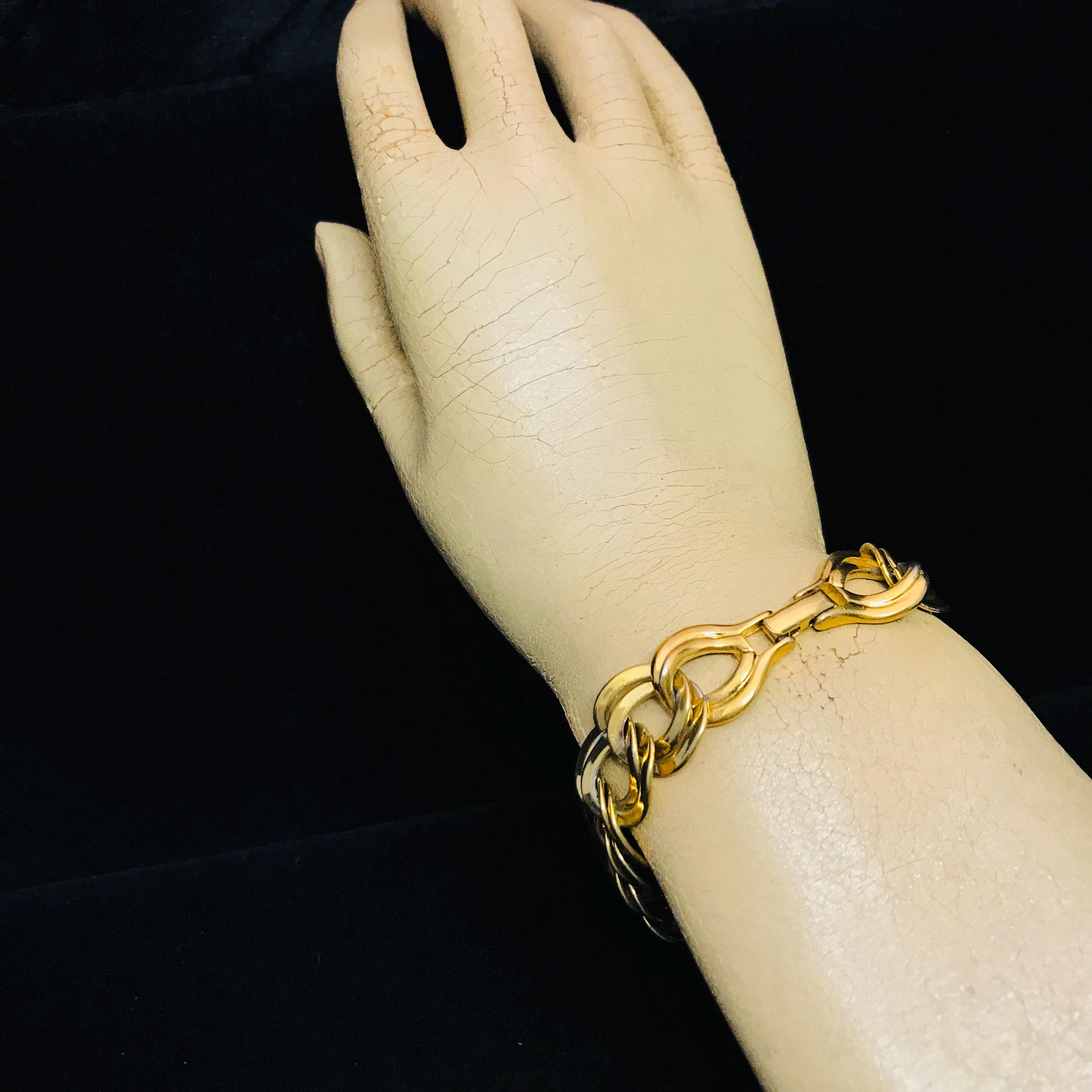 Vintage Monet Gold Plated Chain Bracelet: Wide Double Link 1950s