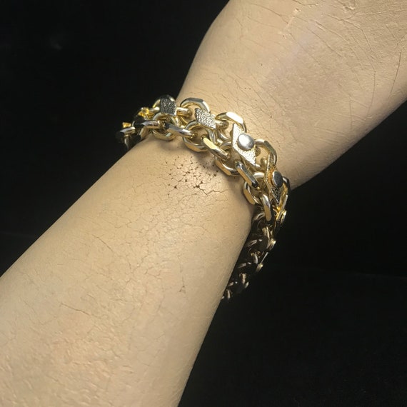 Vintage gold thick link chain bracelet//gold vint… - image 8