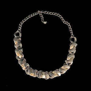 Vintage gold tone choker//c.1950/industrial necklace/17&quot;metal choker/muted goldtone necklace/50&#39;s choker//50&#39;s collar//goldtone chain choker