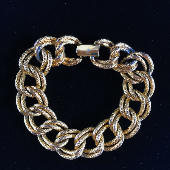 Vintage Napier gold plated large thick chain brace