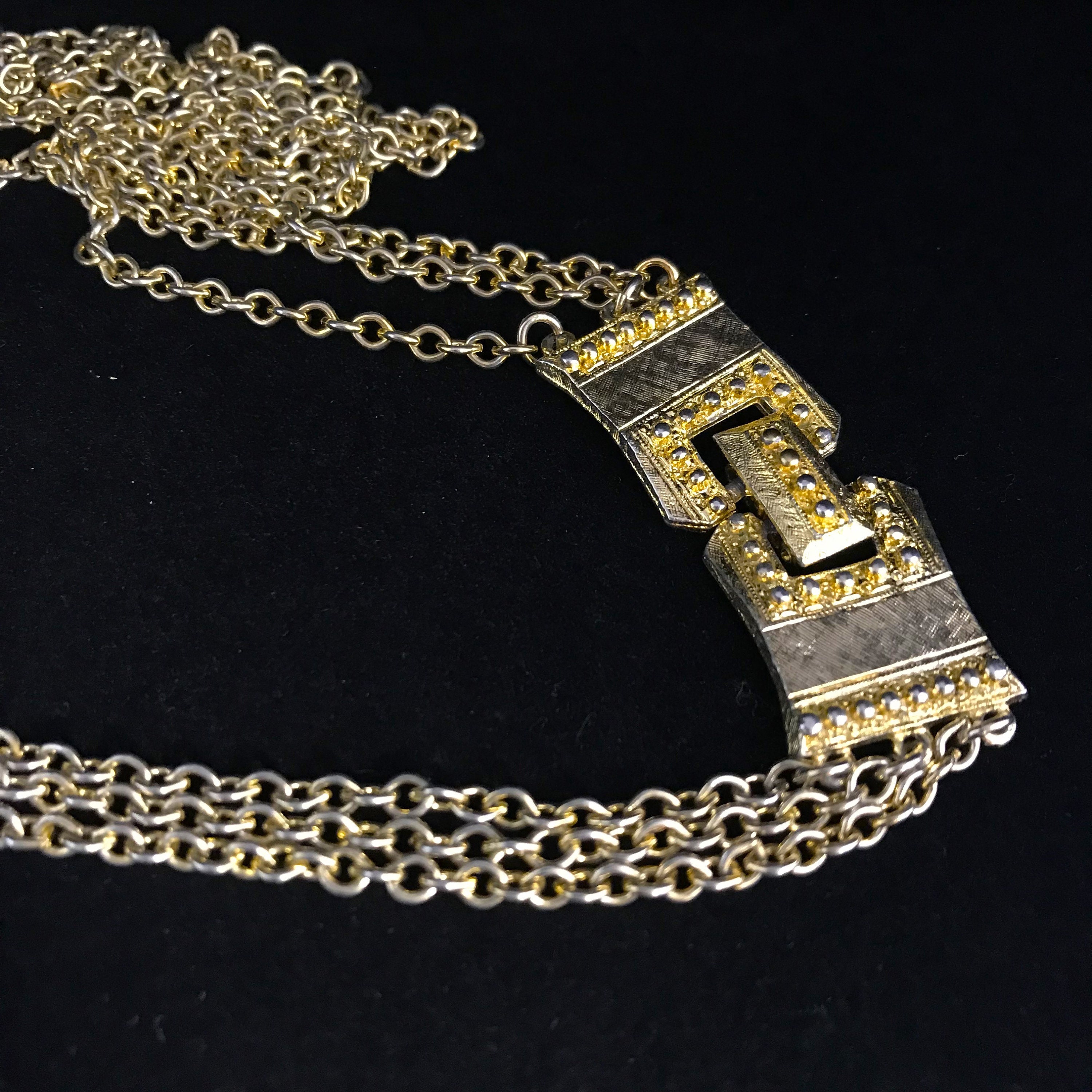 Vintage Celebrity Multi-strand Antiqued Gold Chain Necklace//50s ...