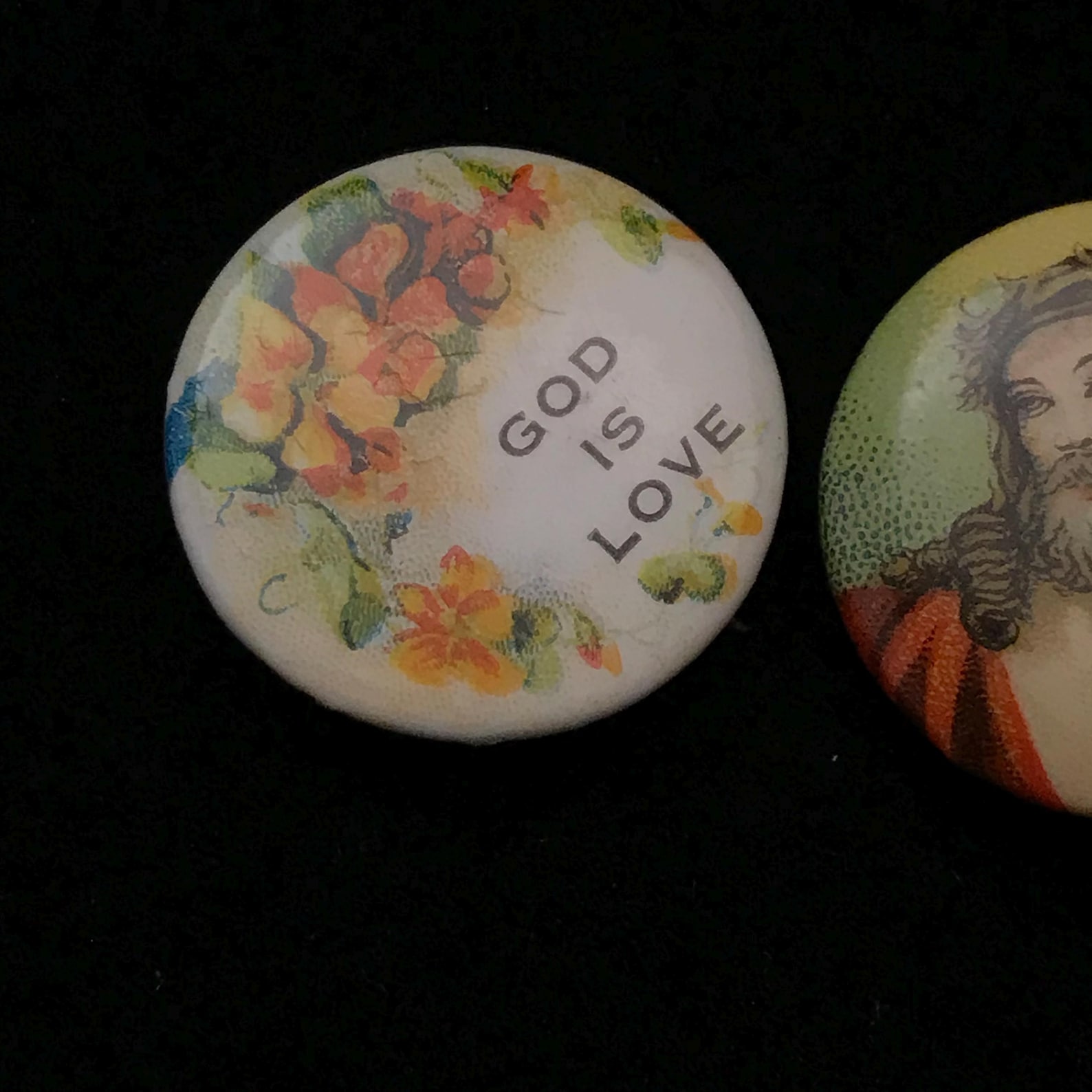 Not Religious Pin Vintage Religious Pin Pair//celluloid Pin Back//celluloid Over Tin ...