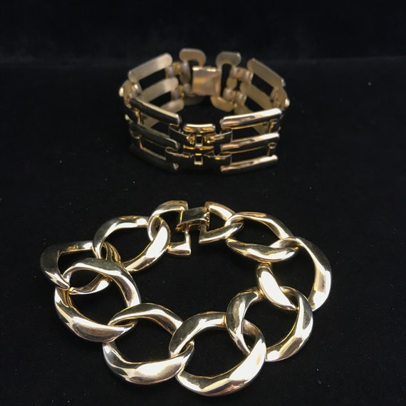 Pair of gold plated chain link bracelets//pair of… - image 1
