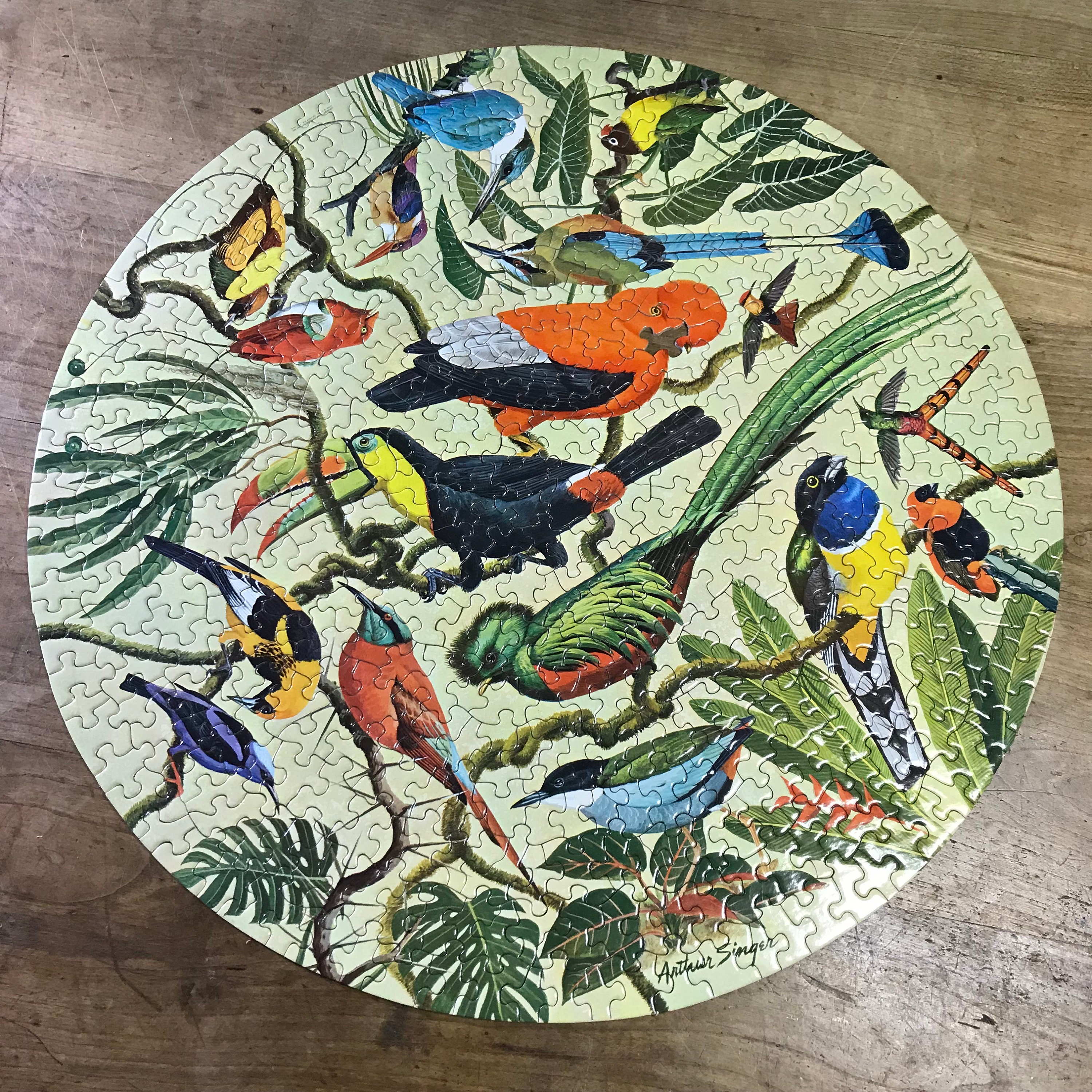 Vintage Springbok Round Puzzle: Tropical Birds, Arthur