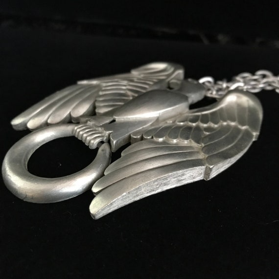 Large vintage silver eagle necklace//large Victor… - image 5