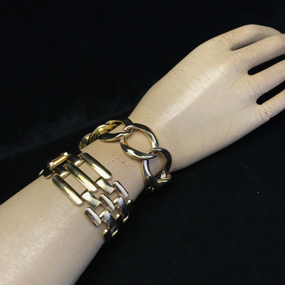 Pair of gold plated chain link bracelets//pair of… - image 2
