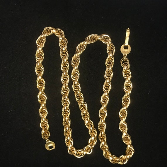 Vintage thick gold plated rope chain//26" antiq… Gem