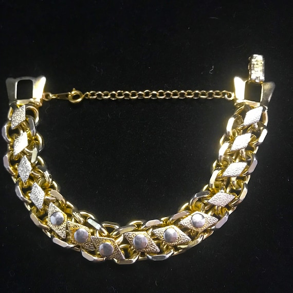 Vintage gold thick link chain bracelet//gold vint… - image 7