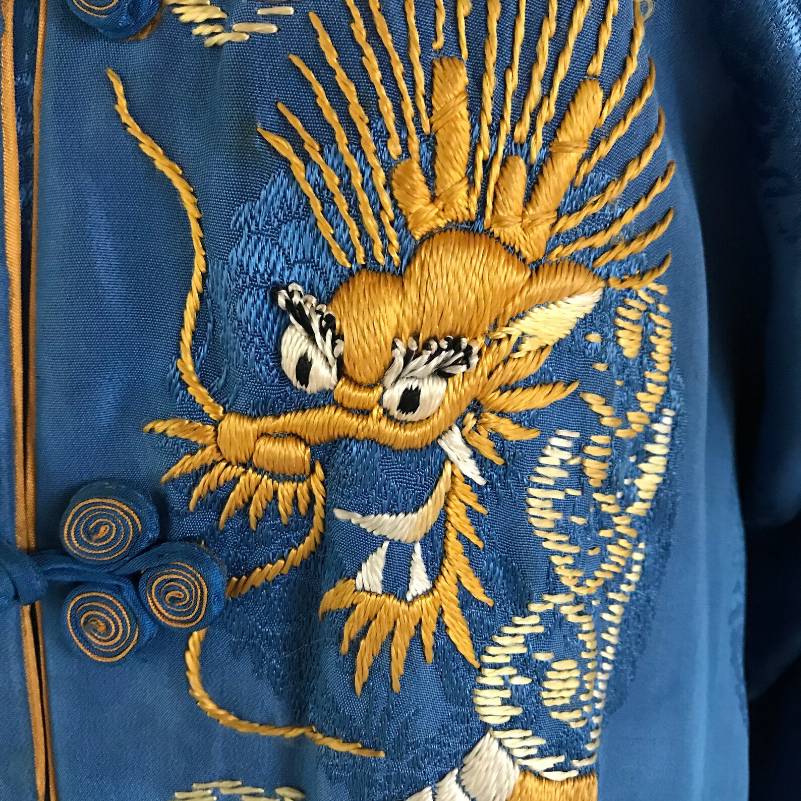30's Vintage Satin Embroidered Dragon Chinese Robe - Etsy UK