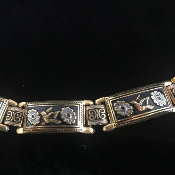 Vintage damascene bracelet//Spanish 60s damascene 