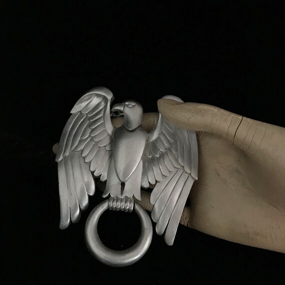 Large vintage silver eagle necklace//large Victor… - image 9