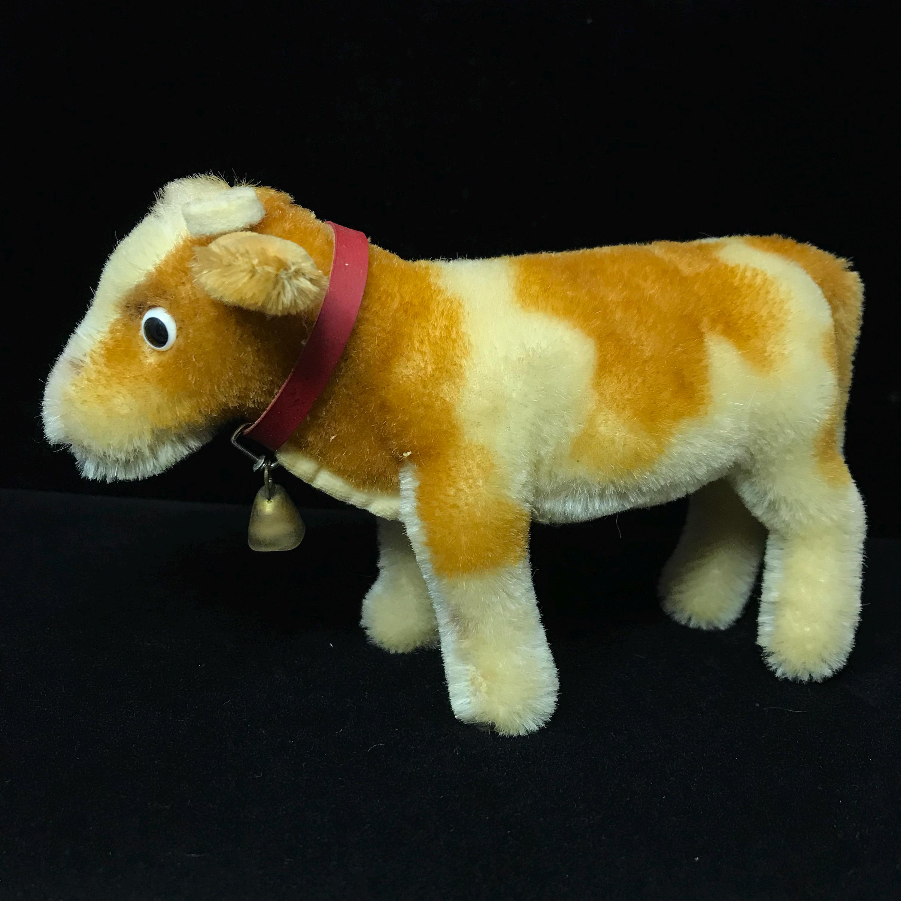 Vintage Steiff Mohair Cow- Bessie-with Collar and Bell, 1960s