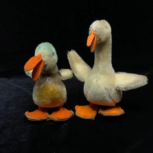 Vintage Mohair Steiff Duck and Goose Pair: 1960s Stuffed Animals