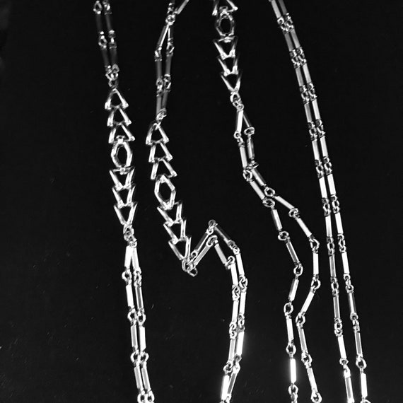 Vintage silver tone chain necklace/long silver ch… - image 7