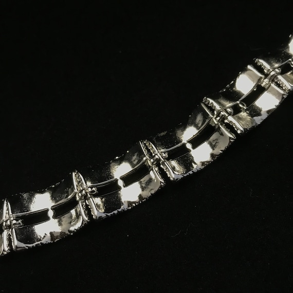 Vintage Lisner bracelet of silver panels//vintage… - image 8