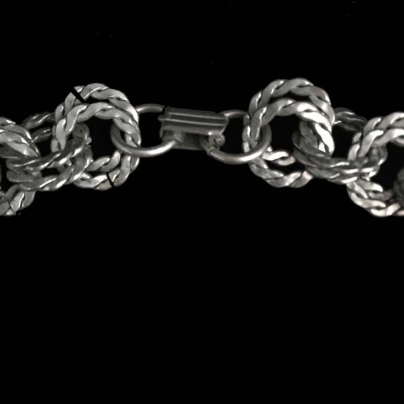 Vintage silver tone choker thick chain//16" antiq… - image 3