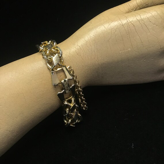 Vintage gold thick link chain bracelet//gold vint… - image 5