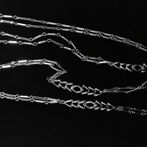 Vintage silver tone chain necklace/long silver ch… - image 3