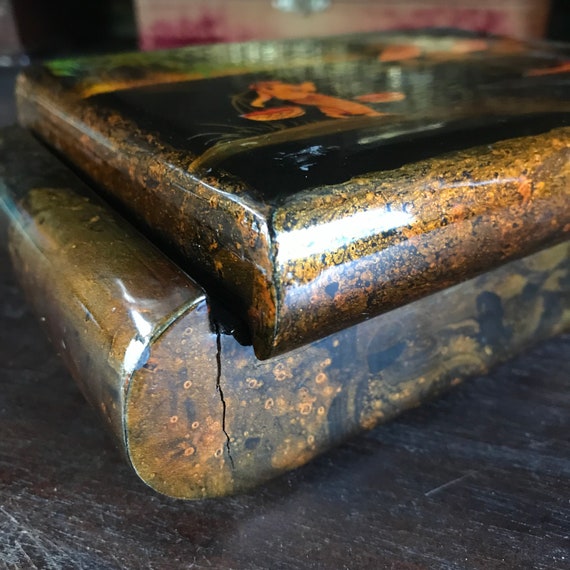 Vintage Asian jewelry box//sweet small hand paint… - image 10
