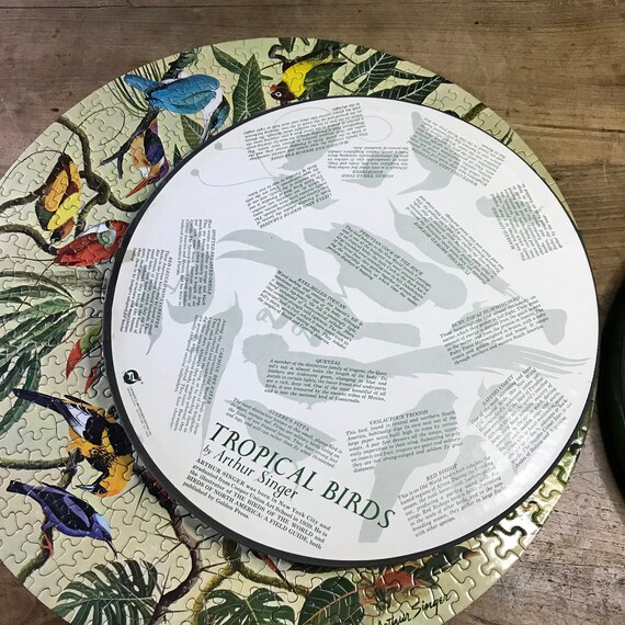 Vintage Springbok Round Puzzle: Tropical Birds, Arthur Singer Art